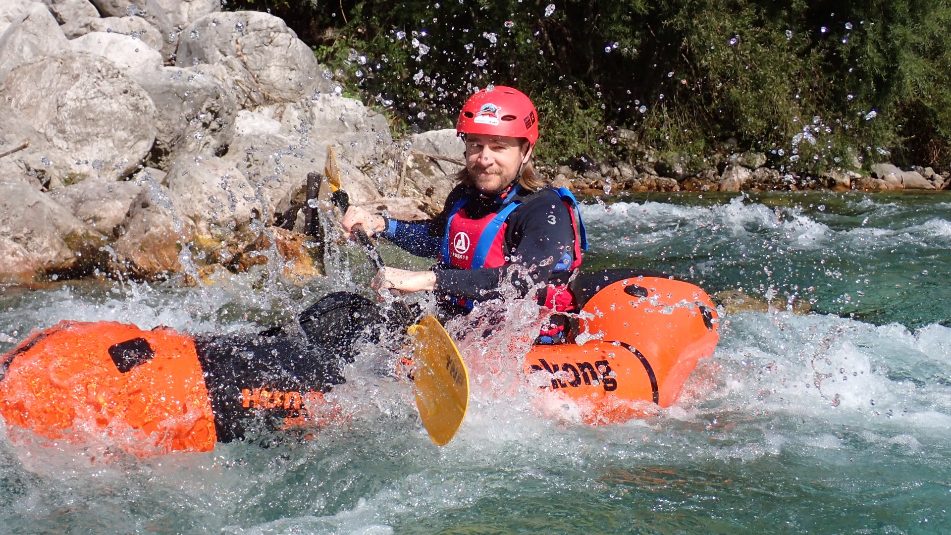Packrafting a Soča-folyó