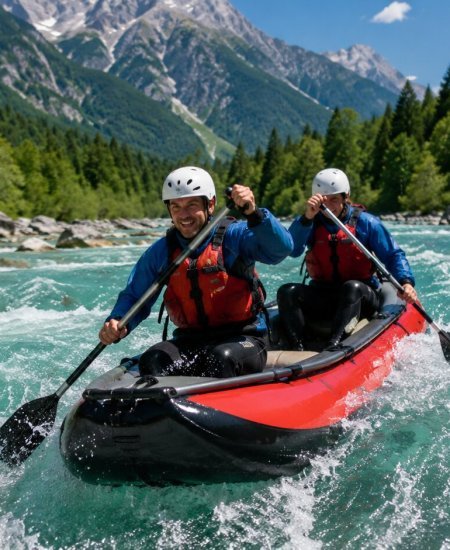 Miniraft - Wildwasserkanu auf der Soča