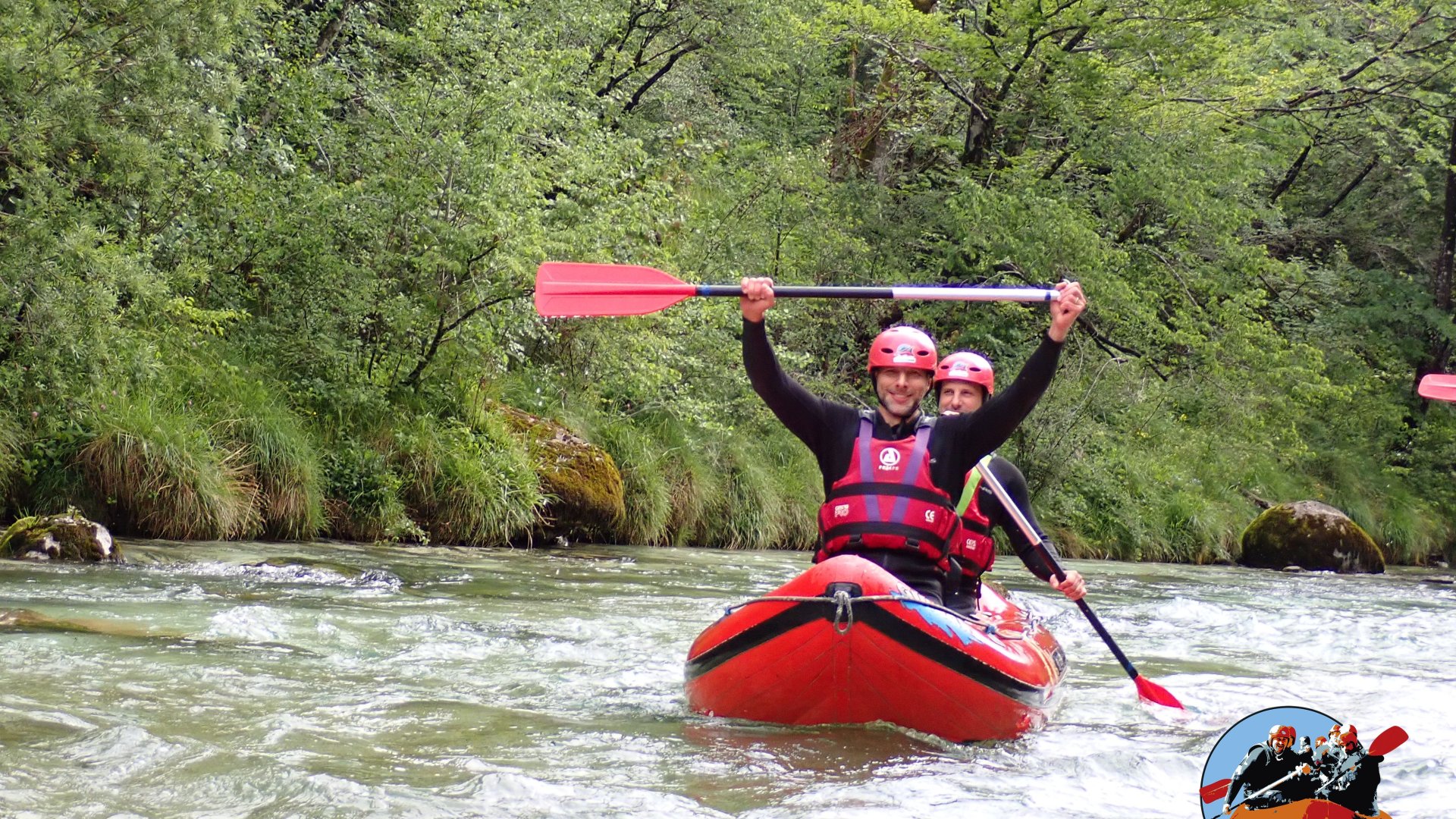 Wildwasserkanu auf der Soča
