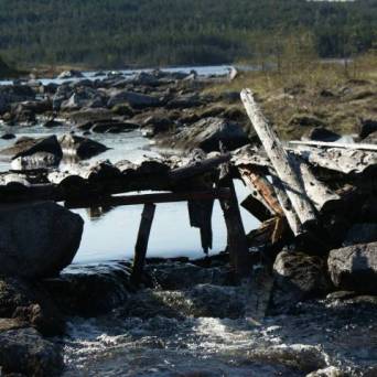 water next to the rock