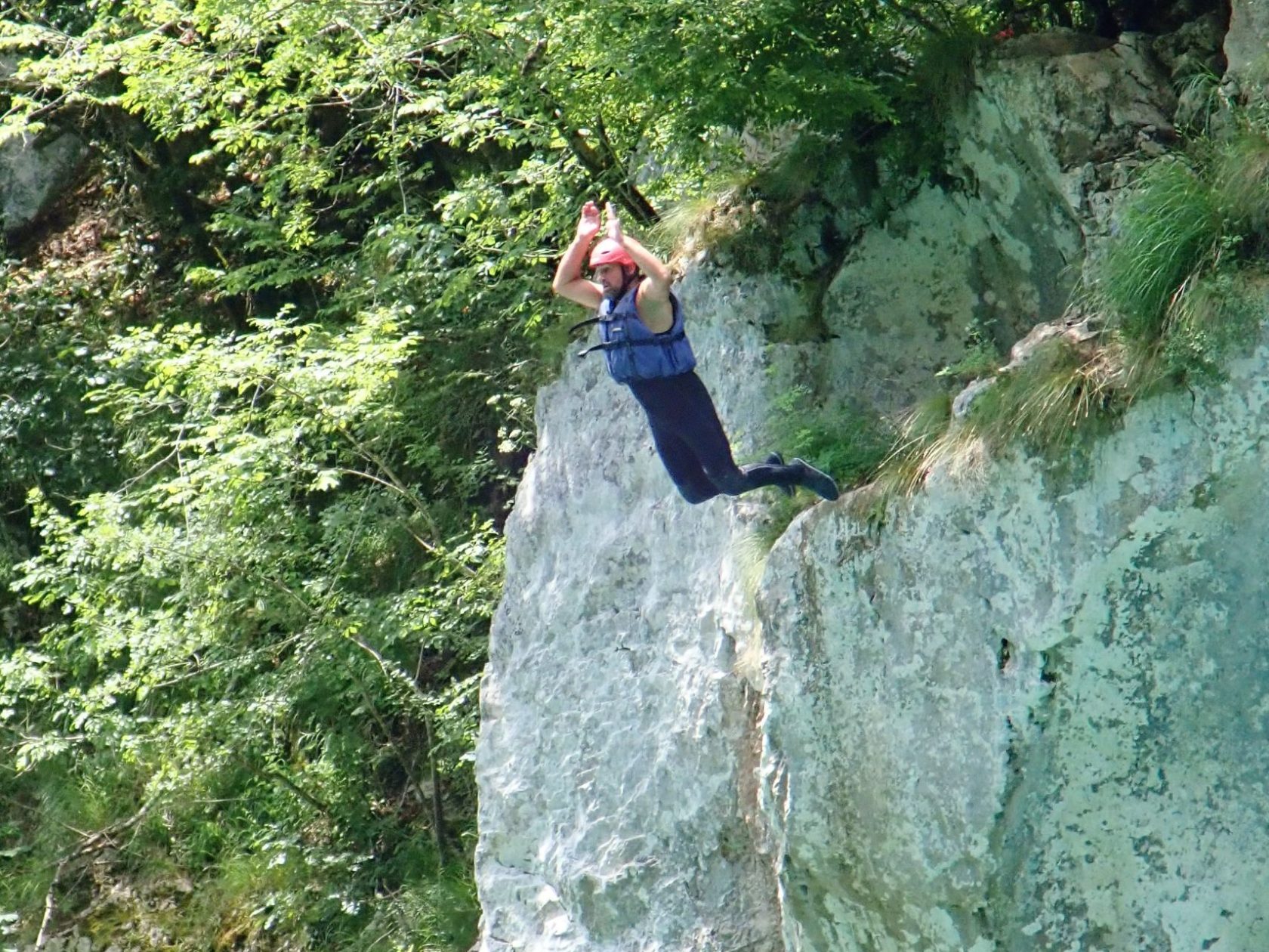 Cliff jumping on Tara rafting